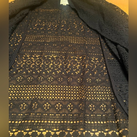 Elevenses open front long sleeve black beach cover up, size Small - Picture 1 of 9